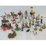 A collection of lead and plastic mounted eastern soldiers, Asian figures,