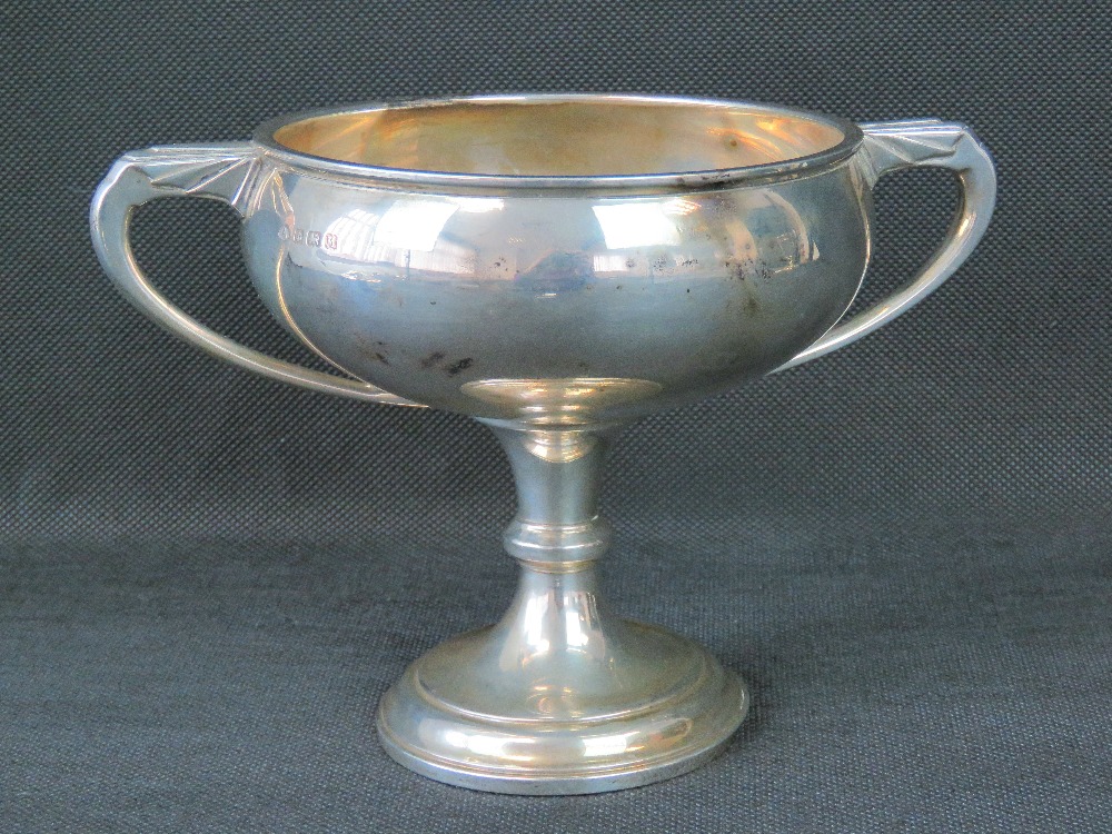 A HM silver pedestal bowl, Birmingham 1936 - Adie Bros, 14cm tall, 11.