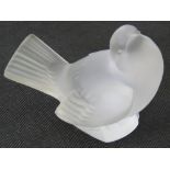 A Lalique style art glass figure of a bird, signed indistinctly possibly "Lalique France" to base,