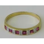 A 9ct gold ruby and diamond ring,