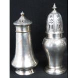 A HM silver sugar caster, London 1904, makers mark rubbed probably Wakely & Wheeler, 19cm tall, 6.