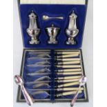 A cased set of plated fish knives and forks together with a boxed vintage "IANTHE" silver plated