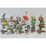 A collection of predominantly "Games Workshop" plastic medieval mounted knights many detached