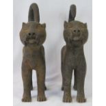 A pair of late 19th/early 20th century African, Benin, cast bronze,