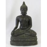 A cast bronze Asian seated Buddha figure of good colour and patina.