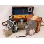 A "Cine Kodak" camera with fitted case and accessories together with a "Sportster Bell &