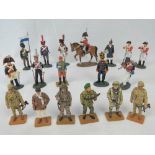 Eighteen Del Prado die-cast metal figurines of historic and modern soldiers; all without boxes.