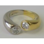 An impressive and heavy 18ct gold and two stone diamond ring, two round brilliant cut diamonds, 0.