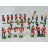 Twenty-one Britains plastic model British and American soldiers in ceremonial dress;