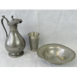 An early 20th century Arts & Crafts style, Philip Ashberry & Sons pewter claret jug (25cm high),