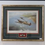 Limited Edition print; 'First Combat' by Robert Taylor, Battle of Britain Aces Edition No 3 of 990,
