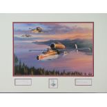 Coloured print by Nicolas Trudgeon, No 163 of 250 early jet plane,