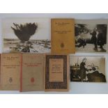 A collection of WWII ephemera: three press photographic prints; two ARP handbooks;