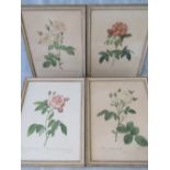 Four framed and coloured floral prints b