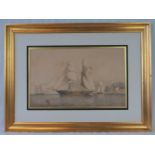 A hand coloured lithograph “H. M. Steam Frigate, Dragon; Captn. W. H. Hall” by T.G.