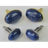 Two pairs of lapis lazuli cufflinks.