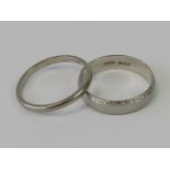 A HM silver ring, size P, together with an unmarked white metal ring, size O-P.