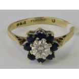 A 9ct gold sapphire and diamond ring,