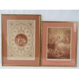 Two sepierised prints; 'Innocense' painted by Rigaud,