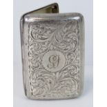 A HM silver cigarette case with gilt interior, complete with elastic straps inside,