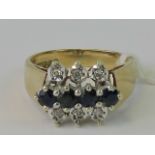 A 9ct gold sapphire and diamond ring,