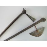 Two African tribal style axes; one 74cm