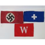 Three WWII German arm bands: NSDAP and t