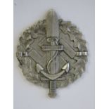 A WWII German Naval silver award in box.