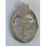 A WWII German Panzer assault badge, in w