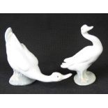 A LLadro goose figurine and a Nao Lladro
