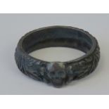 A WWII German SS Deaths Head ring, engra