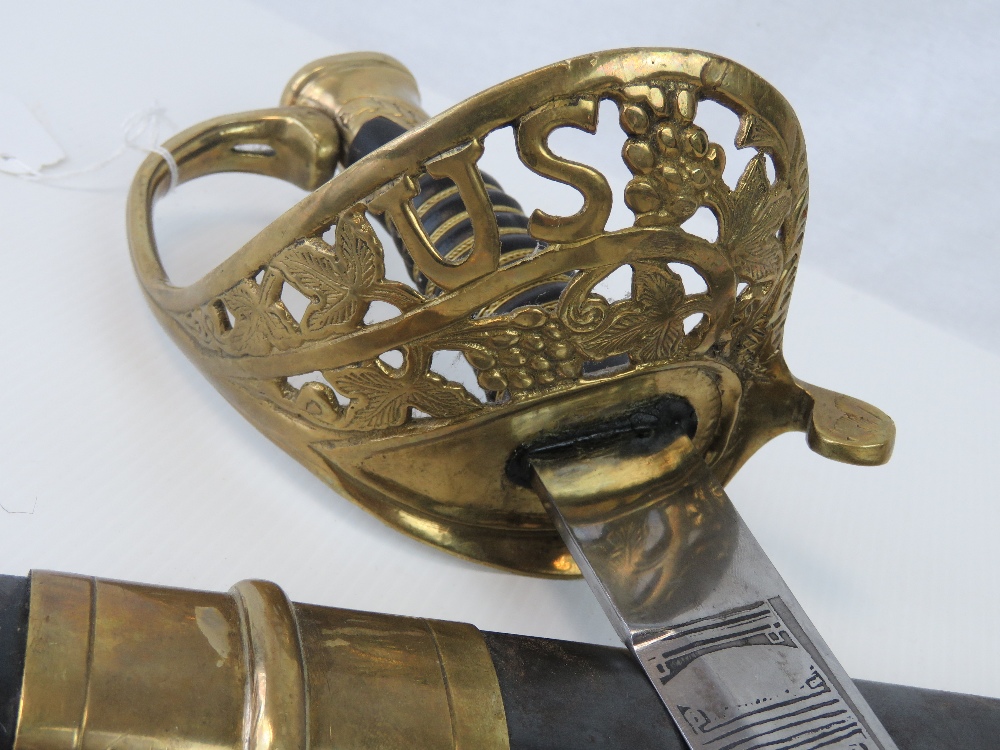 A US Officers ceremonial sword, engraved - Image 3 of 3