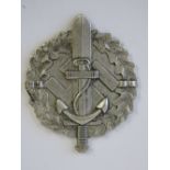 A WWII German Naval silver award in box,