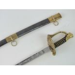 A US Officers ceremonial sword, engraved