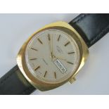 A c1970s vintage gold plated Rotary automatic wristwatch, yellow metal case,