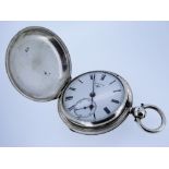 Rotherhams Victorian military gents silver hunting cased pocketwatch.