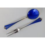 A David Anderson Norwegian Sterling silver enamelled spoon and fork c1970.