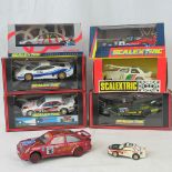 Six Scalextric racing cars with original boxes: BMW M-3 Castrol; BMW 318i;