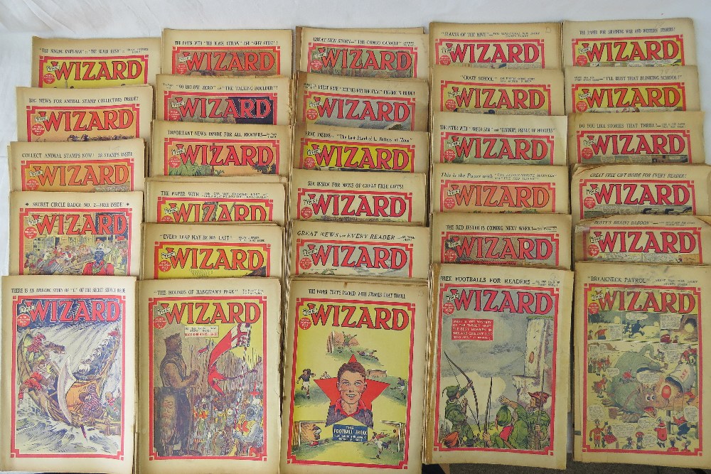 Approximately 110 pre-WWII and WWII era issues of "The Wizard" comic, spanning 1935-1941; a/f.