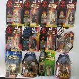 Twelve Star Wars action figures by Hasbro and Kenner from the 1990s including Darth Maul with