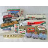 Two model Castrol Oil tanker trucks (a/f) together with collection of Castrol oil ephemera: snuff