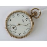 A 9ct gold open face Waltham USA pocket watch,