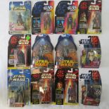 Twelve Star Wars action figures by Hasbro and Kenner from the 1990s including Chebacca;