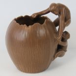 A Sylvac type pottery vase modelled as a coconut and monkeys, model No.