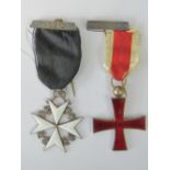 A silver gilt red enamelled Knights Cross medal, Kenning and Son, London 1919,