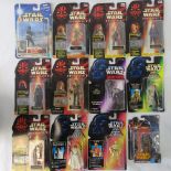 Twelve Star Wars action figures by Hasbro and Kenner from the 1990s including C-3PO; Princess Leia;