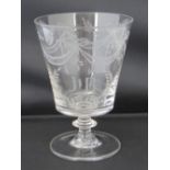 A 19th century goblet acid etched with swag like decoration and initialled JB within wreaths,