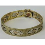 A 9ct gold tri-colour bracelet,