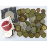 A quantity of copper and cupro-nickel coinage; mostly uk, two commemorative crowns,