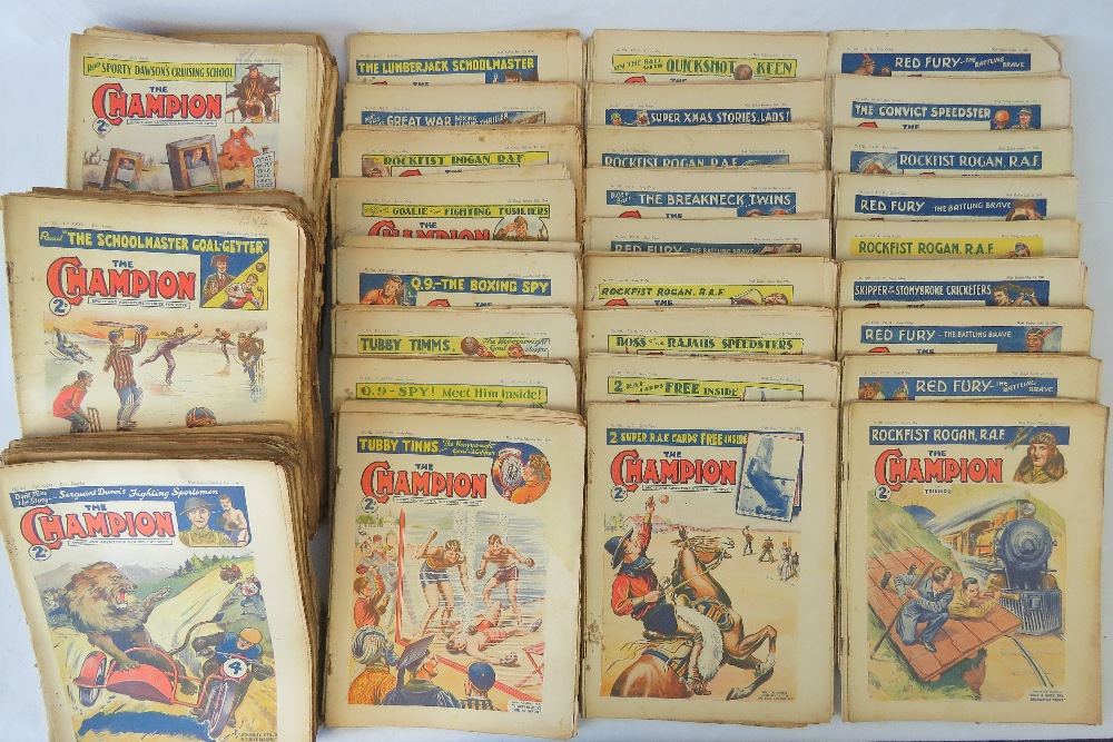 Approximately 210 Pre-WWII issues of "The Champion" comic (laterly "The Champion and Triumph");